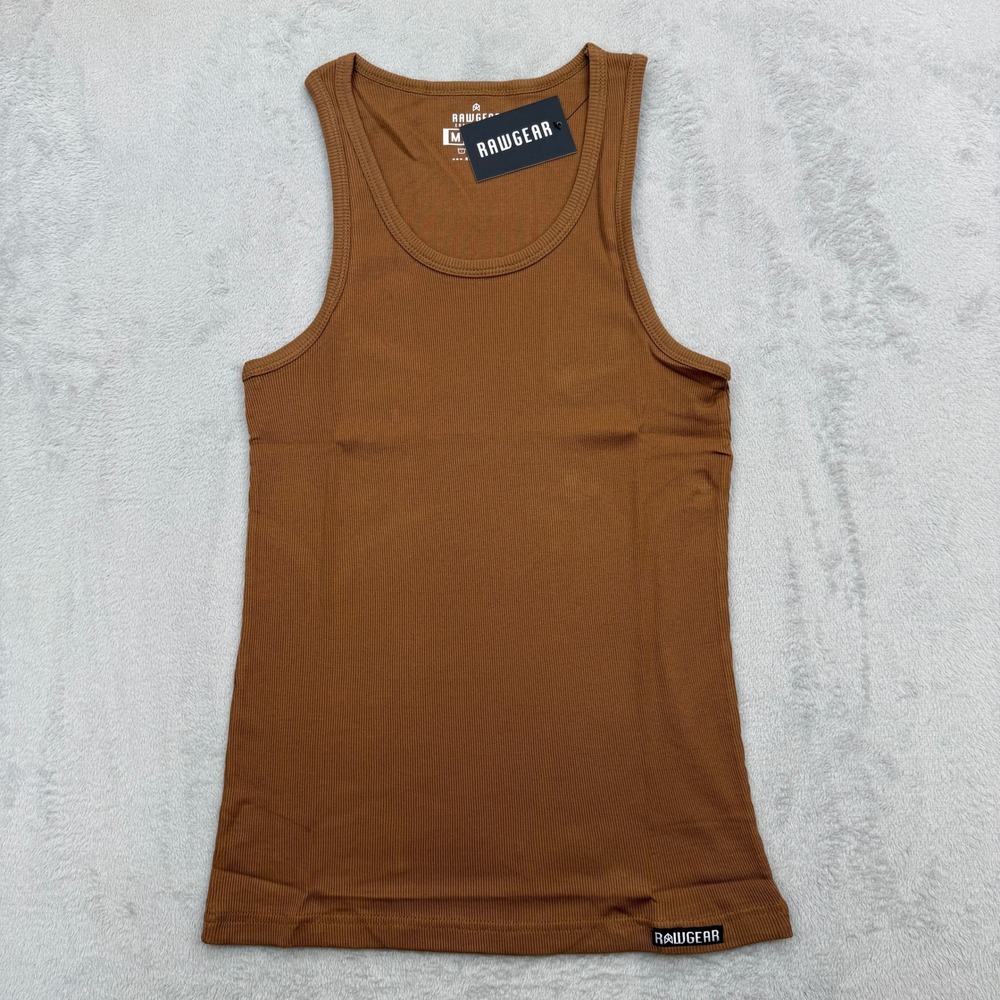 Rawgear Tank Top Mens Essential Beater Medium Brown Muscle Fit Workout Flex